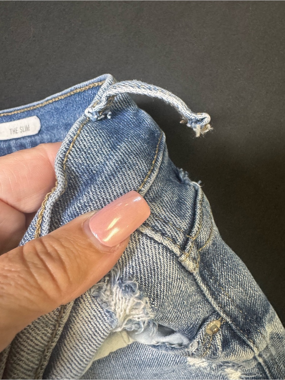 Kensie Light Wash Straight Leg Jeans with Raw Fray Hem - Picture 5 of 5